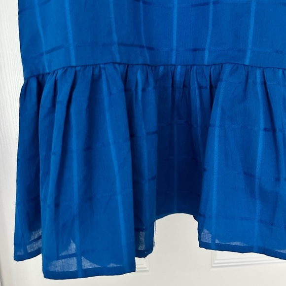 Never A Wallflower Rachel Flutter Sleeve Cotton Windowpane Dress Blue Sz XS NWT - Picture 6 of 13
